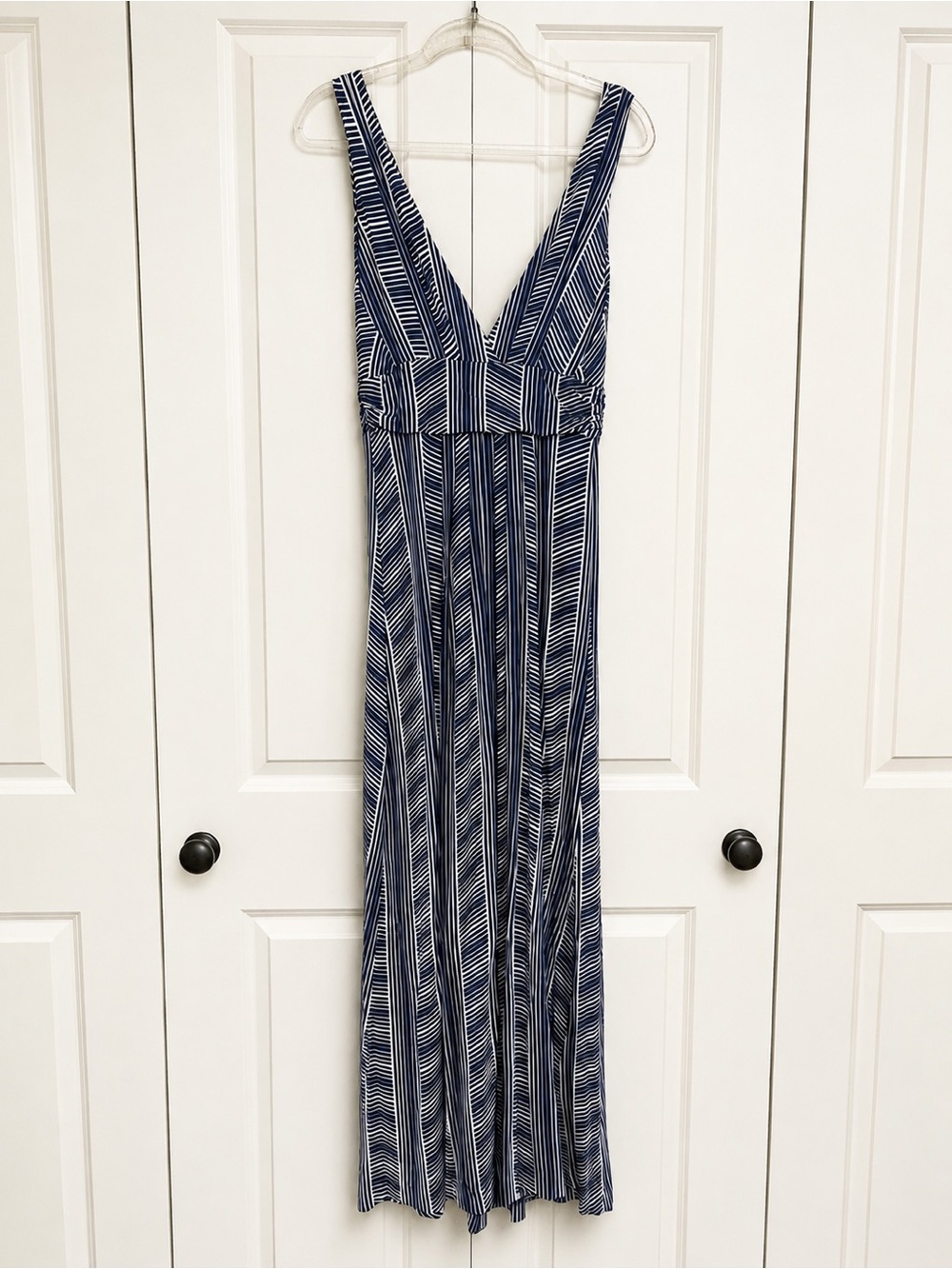 Tart Collections Navy White Striped V-Neck Maxi Dress